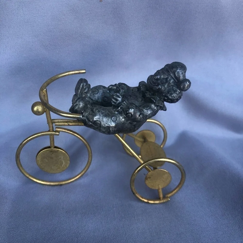 Vintage George Good Pewter Clown on Retro Tricycle Figurine Collectible Decor - Picture 2 of 8